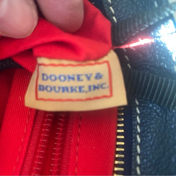 Vintage Dooney & Bourke Navy Leather Buckle Clutch Wristlet - Picture 10 of 16